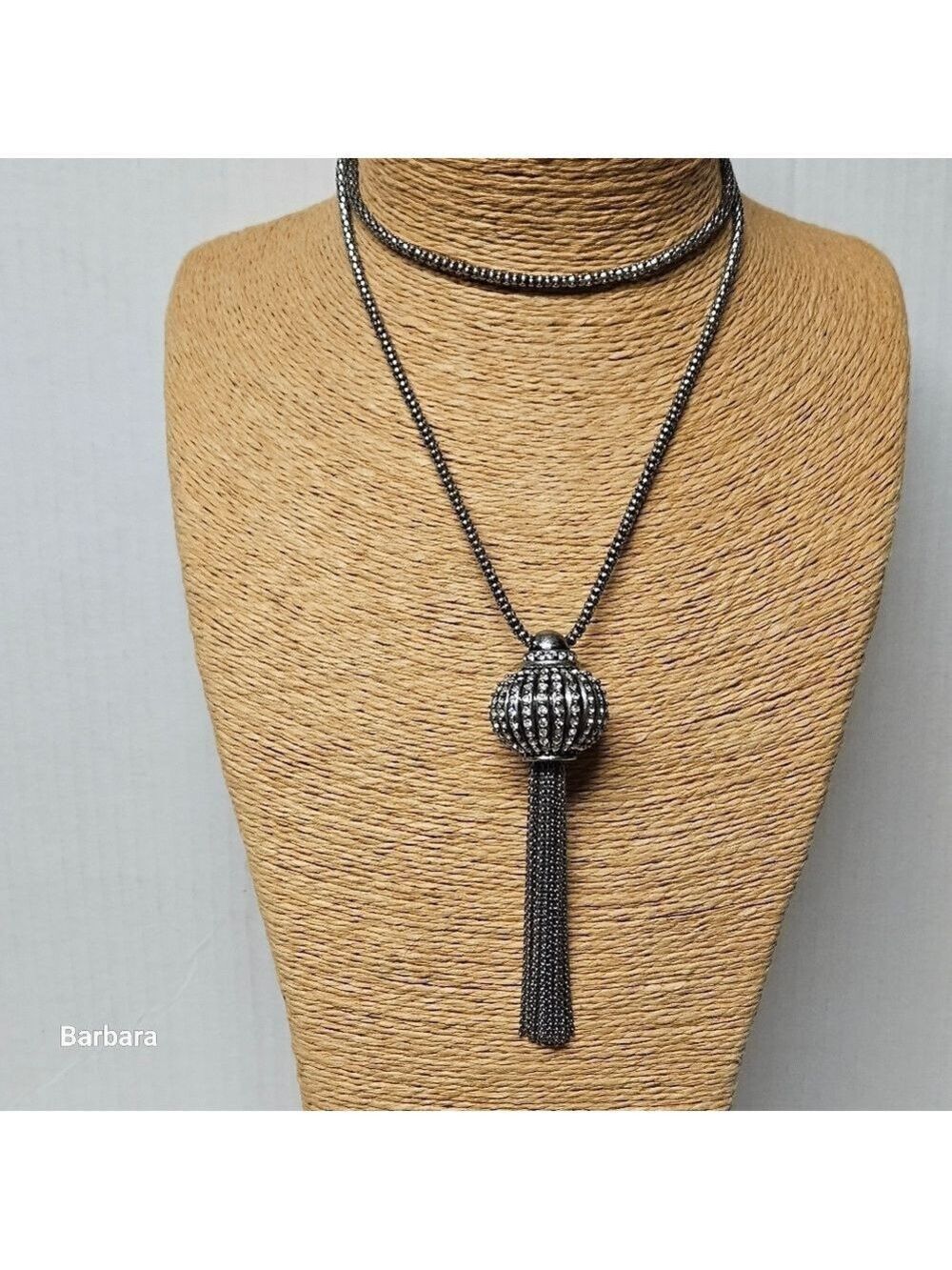 Vintage Lia Sophia Moroccan-style Crystal Ball and Chain Tassel Necklace